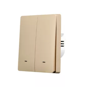   SmartWise B62 UNI Zigbee 3.0 + RF, univerzális bekötésű, 2 áramkörös, fizikai nyomógombos okos villanykapcsoló, arany színű