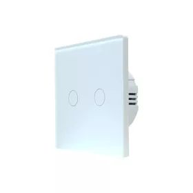   SmartWise T62 UNI Wi-Fi + eWeLink-Remote, univerzális bekötésű, 2 áramkörös, okos érintőkapcsoló, fehér üveg előlappal