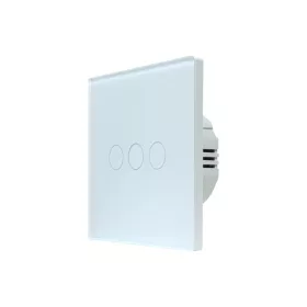   SmartWise T63 UNI Zigbee 3.0 + RF, univerzális bekötésű, 3 áramkörös, okos érintőkapcsoló, fehér üveg előlappal