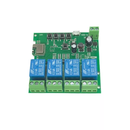 SmartWise 5V-32V négy áramkörös, Wi-Fi+Bluetooth NO/NC okosrelé, védőtokban