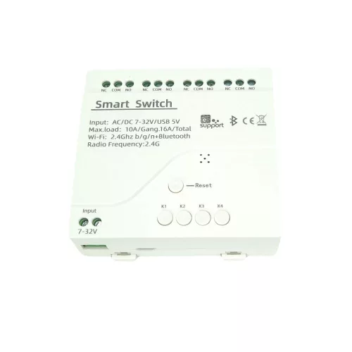 SmartWise 85V-250V AC négy áramkörös, Wi-Fi+Bluetooth NO/NC okosrelé