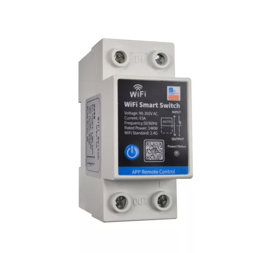 SmartWise DIN-63A DIN-sínre szerelhető, eWeLink app kompatibilis, Wi-Fi + eWeLink-Remote okos relé (63A)