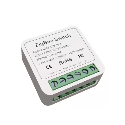 SmartWise Mini ZB (Zigbee 3.0) okosrelé (16A), kapcsolóbemenettel