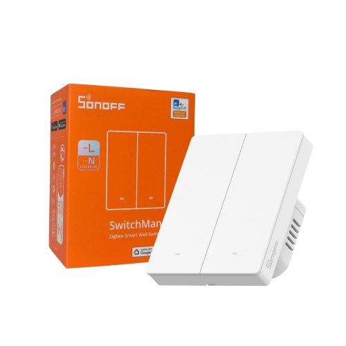 Sonoff SwitchMan M5 Zigbee 2 áramkörös, sorolható okos villanykapcsoló, fehér (ZBM5-2C-80W)