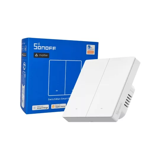 Sonoff SwitchMan M5 – 2 áramkörös villanykapcsoló, Wi-Fi, Matter, fehér (M5-2C-86W)