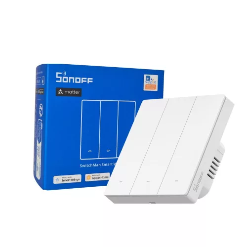 Sonoff SwitchMan M5 – 3 áramkörös villanykapcsoló, Wi-Fi, Matter, fehér (M5-3C-86W)