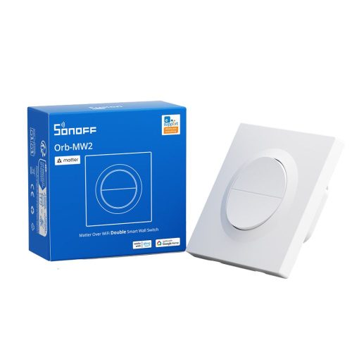 SONOFF Orb-MW2   2-Gang Matter Over WiFi Smart Wall Switch  – két áramkörös mini relémodul + kapcsoló, Wi-Fi, Matter, fehér (MINI-2GS-E)