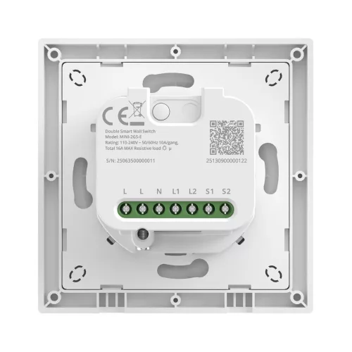 SONOFF Orb-MW2   2-Gang Matter Over WiFi Smart Wall Switch  – két áramkörös mini relémodul + kapcsoló, Wi-Fi, Matter, fehér (MINI-2GS-E)