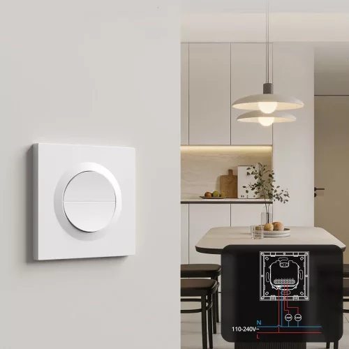 SONOFF Orb-MW2   2-Gang Matter Over WiFi Smart Wall Switch  – két áramkörös mini relémodul + kapcsoló, Wi-Fi, Matter, fehér (MINI-2GS-E)