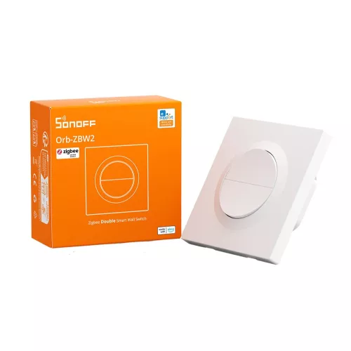 SONOFF Orb-ZBW2 2-Gang Zigbee Smart Wall Switch – két áramkörös, fázis+nulla mini relémodul + kapcsoló, Zigbee, fehér (MINI-ZB2GS-E)