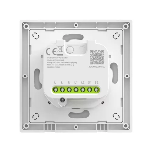 SONOFF Orb-ZBW2 2-Gang Zigbee Smart Wall Switch – két áramkörös, fázis+nulla mini relémodul + kapcsoló, Zigbee, fehér (MINI-ZB2GS-E)