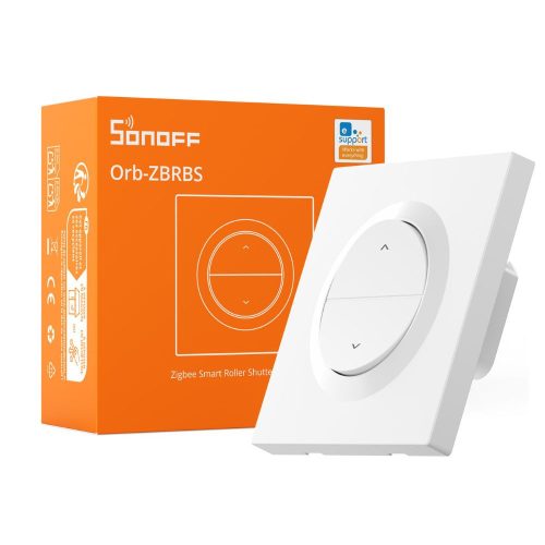 SONOFF Orb-ZBRBS Smart Roller Shutter Wall Switch –  mini relémodul redőnyökhöz + falikapcsoló, Zigbee, fehér  (MINI-ZBRBS-E)