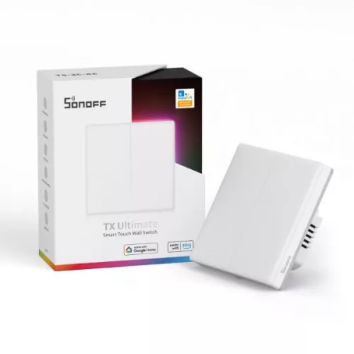 Sonoff TX Ultimate T5-2C WiFi + eWeLink-Remote, érintős 2 gombos csillárkapcsoló (fehér)