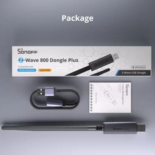 SONOFF Z-Wave 800 Dongle Plus –  Z-Wave USB vezérlő. LR, szürke (Dongle-PZG23)