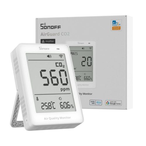 SONOFF AirGuard CO2 SAWF-08P – levegőminőség-érzékelő, Matter, Wi-Fi, fehér