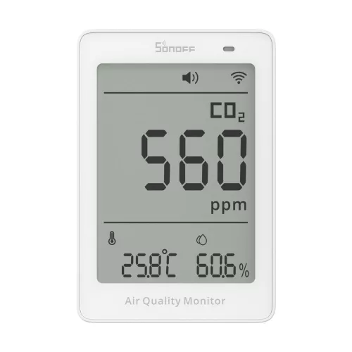 SONOFF AirGuard CO2 SAWF-08P – levegőminőség-érzékelő, Matter, Wi-Fi, fehér