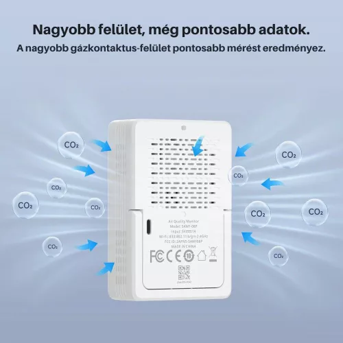 SONOFF AirGuard CO2 SAWF-08P – levegőminőség-érzékelő, Matter, Wi-Fi, fehér