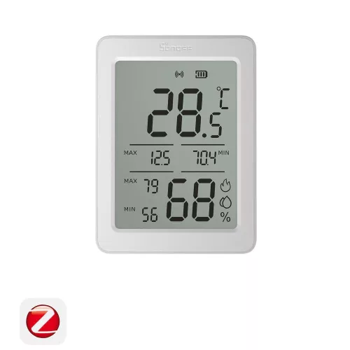SONOFF AirGuard TH SNZB-02DR2 – hőmérséklet és pára érzékelő, LCD kijelzővel, Zigbee, fehér