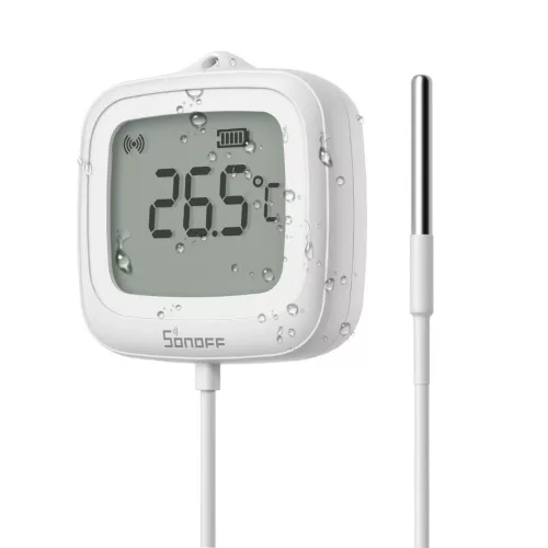 SONOFF SNZB-02LD Zigbee 3.0 vezeték nélküli, LCD kijelzős, érzékelőszondás IP65 kültéri hőmérő