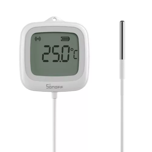 SONOFF SNZB-02LD Zigbee 3.0 vezeték nélküli, LCD kijelzős, érzékelőszondás IP65 kültéri hőmérő
