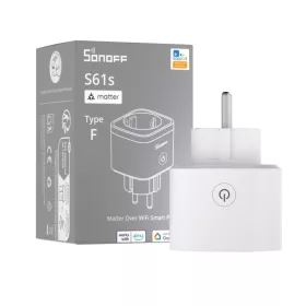   SONOFF S61s Gen2  – Okos konnektor, fogyasztásméréssel, Wi-Fi, Matter, fehér (S61STPF)