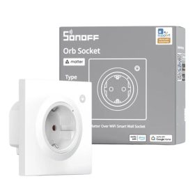   Sonoff Orb Socket Matter Over WiFi Smart Wall Socket  – okos fali dugalj Fusion Orb kerethez, fogyasztás méréssel, Wi-Fi, Matter, fehér (WS01TPF-E)