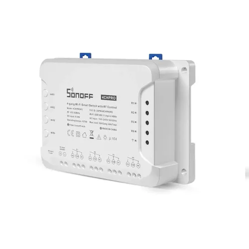 Sonoff 4CH PRO (R3) WiFi+RF (NO/NC) okosrelé, négy áramkörös, impulzuskapcsolással