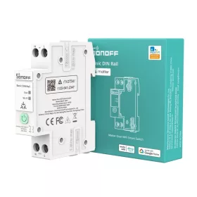   Sonoff Basic DIN Rail  – DIN-sínre szerelhető 32A okos relémodul fogyasztásméréssel, WiFi, Bluetooth , Matter (BASIC-1GSP)