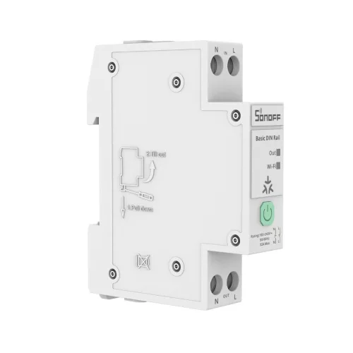 Sonoff Basic DIN Rail  – DIN-sínre szerelhető 32A okos relémodul fogyasztásméréssel, WiFi, Bluetooth , Matter (BASIC-1GSP)