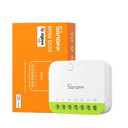 Sonoff MINI DUO  2-Gang Zigbee Smart Switch – két áramkörös, fázis+nulla mini relémodul, Zigbee (MINI-ZB2GS)