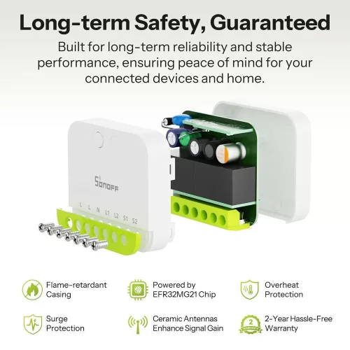 Sonoff MINI DUO  2-Gang Zigbee Smart Switch – két áramkörös, fázis+nulla mini relémodul, Zigbee (MINI-ZB2GS)