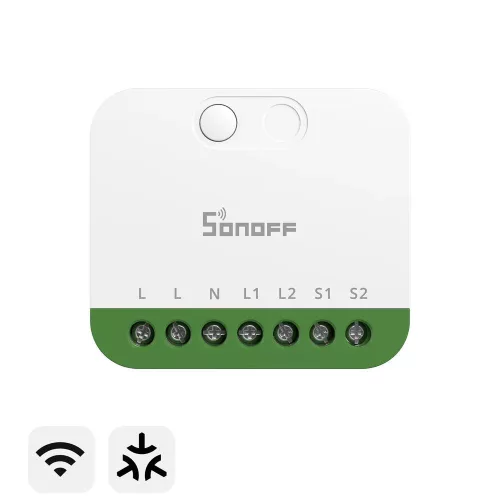 Sonoff MINI DUO 2-Gang Matter Over WiFi Smart Switch – két áramkörös mini relémodul, Wi-Fi, Matter (MINI-2GS)