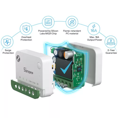 Sonoff MINI ONE PM –  relé modul, 1 áramkörös, fogyasztásmérős, Zigbee, Bluetooth (MINI-ZB1GSP)