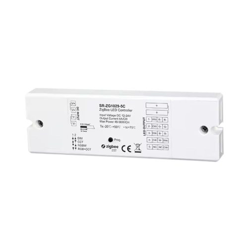 Sunricher Zigbee 4-az-1-ben RGBW / RGB CCT LED vezérlő,  4A/csatorna, 12/24V DC (SR-ZG1029-5C)
