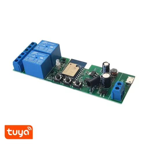 TuyaSmart 2CH 5V-32V AC/DC – kettő áramkörös, Wi-Fi, RF, NO/NC okosrelé