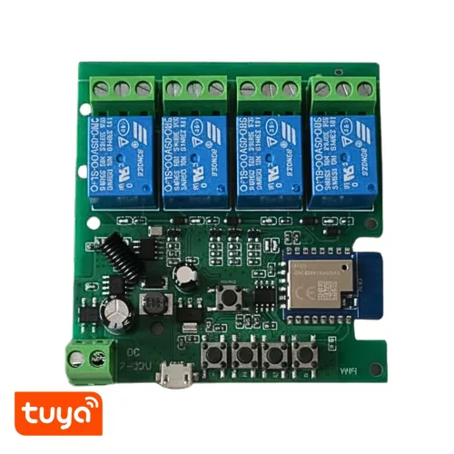 TuyaSmart 4CH 5V-32V AC/DC – négy áramkörös, Wi-Fi , RF, NO/NC okosrelé